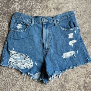 Levi's Blue Distressed Denim Shorts